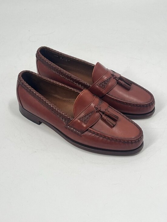 Allen Edmonds Maxfield Tassel Loafers Sz 11.5 D Brown Leather Woven Trim USA main image 8